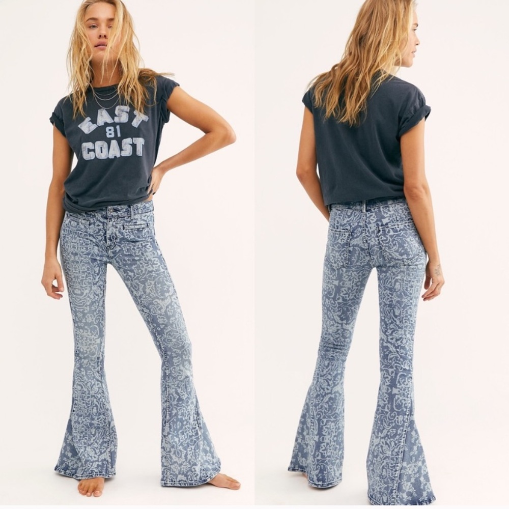 We The Free Dream Lover Paisley Print Flare Jeans